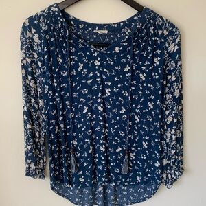 Mason Bell Boho fringe detail wood metal bead ditsy floral print blue cream